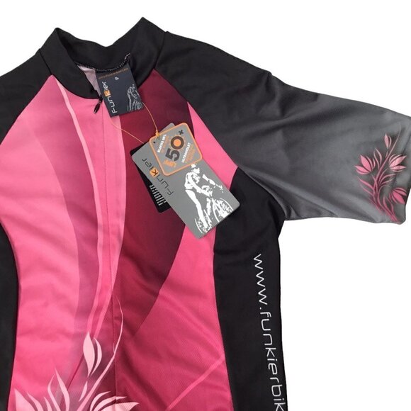 Funkier Cycling Jersey Top NWT Women's Size S UPF 50 1/2 Zip Short Sleeve J386 - Picture 2 of 10